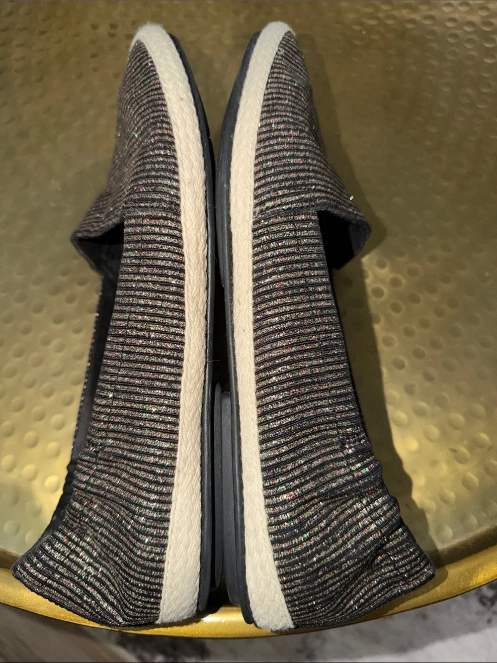 Fitflop Black Metallic Stripe Espadrille Flats
